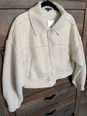 Cozy Cream Sherpa Button-Front Jacket